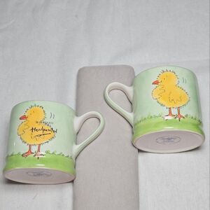 Whittard of Chelsea Easter 2005 Handpainted Set of 2 Ceramic Coffee Tea Mugs